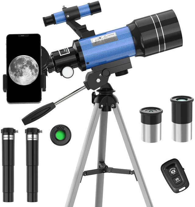 Main image of Telescope for Adults & Kids, 70MM Aperture FMC Optics Telescopes for Astronomy Beginners, 300MM Refractor Telescope (15X-150X) with Phone Adapter and Tripod, Travel Gifts for Moon, Jupiter and Star