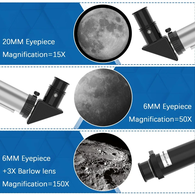 Alt view image 2 of 7 - Telescope for Adults & Kids, 70MM Aperture FMC Optics Telescopes for Astronomy Beginners, 300MM Refractor Telescope (15X-150X) with Phone Adapter and Tripod, Travel Gifts for Moon, Jupiter and Star
