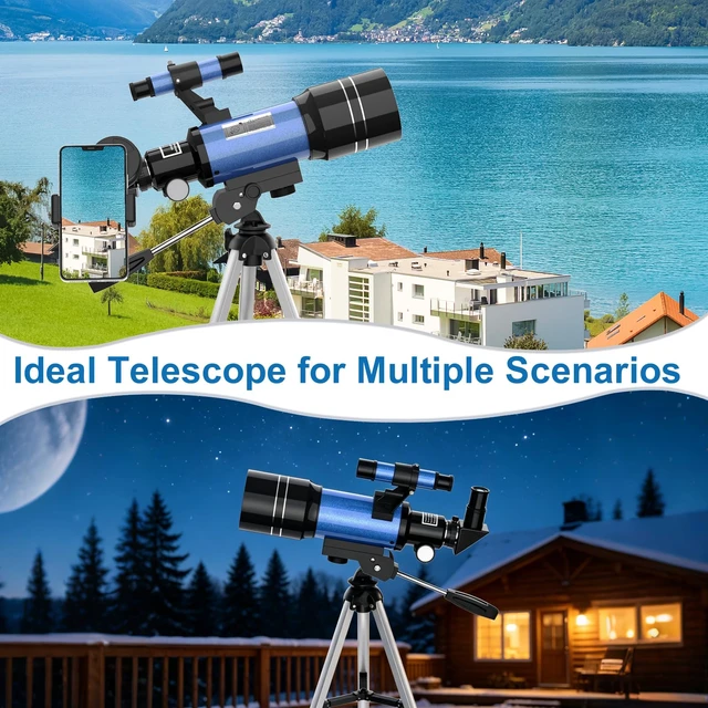 Alt view image 7 of 7 - Telescope for Adults & Kids, 70MM Aperture FMC Optics Telescopes for Astronomy Beginners, 300MM Refractor Telescope (15X-150X) with Phone Adapter and Tripod, Travel Gifts for Moon, Jupiter and Star