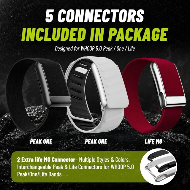 Alt view image 5 of 7 - Multi-Pack Wrist Bands Compatible with Whoop 5.0, Peak, One & Life MG Hydroknit Nylon, Sport Silicone, Premium Nylon Replacement Straps with Hook, Clasp, Quick Link Slider
