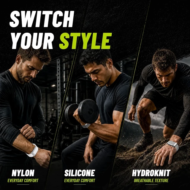 Alt view image 7 of 7 - Multi-Pack Wrist Bands Compatible with Whoop 5.0, Peak, One & Life MG Hydroknit Nylon, Sport Silicone, Premium Nylon Replacement Straps with Hook, Clasp, Quick Link Slider