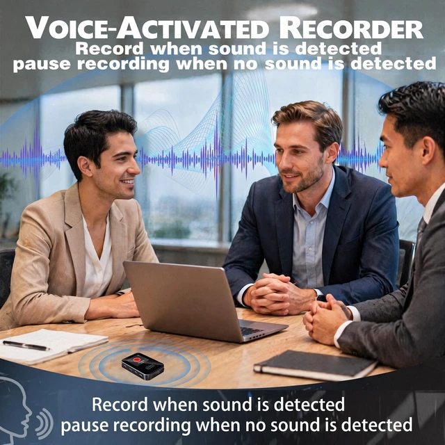 Alt view image 2 of 7 - Voice-Activated Recorder,Supports Playback,Tape Recorder,for Meetings/Learning Small Recorder Device,It is Also an MP3 Player and a USB Flash Drive