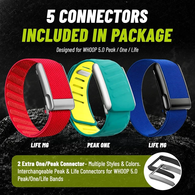 Alt view image 5 of 7 - Multi-Pack Wrist Bands Compatible with Whoop 5.0, Peak, One & Life MG Hydroknit Nylon, Sport Silicone, Premium Nylon Replacement Straps with Hook, Clasp, Quick Link Slider