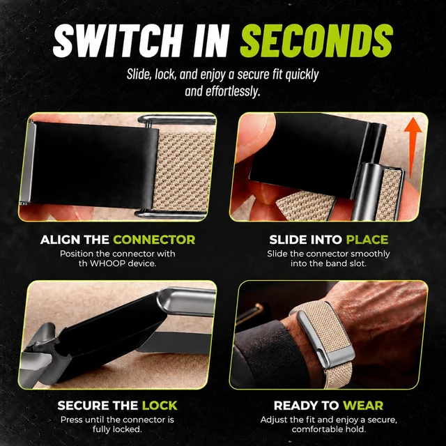 Alt view image 3 of 7 - Multi-Pack Wrist Bands Compatible with Whoop 5.0, Peak, One & Life MG Hydroknit Nylon, Sport Silicone, Premium Nylon Replacement Straps with Hook, Clasp, Quick Link Slider