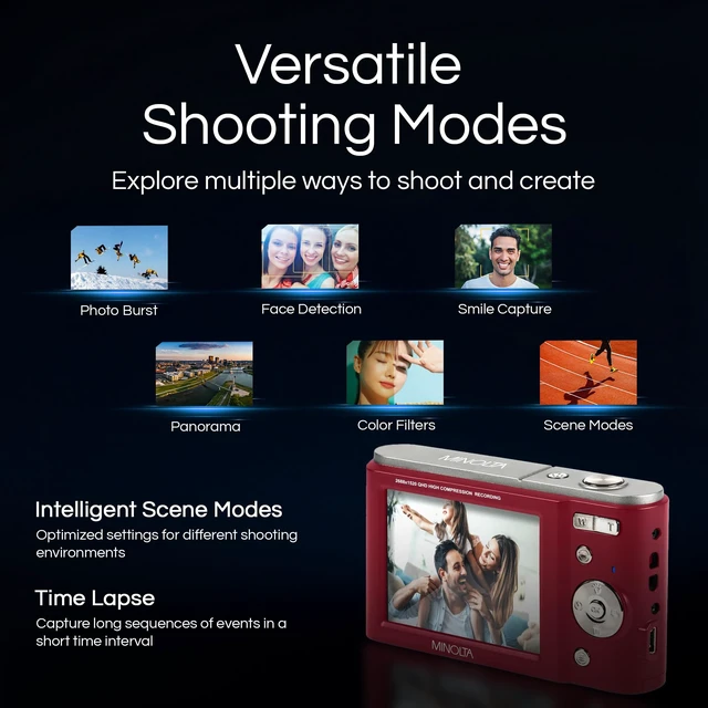Alt view image 4 of 7 - MND20 44 MP 2.7K Ultra HD Digital Camera (Red) G-sensor protects important footage while loop recording keeps you ready for every drive