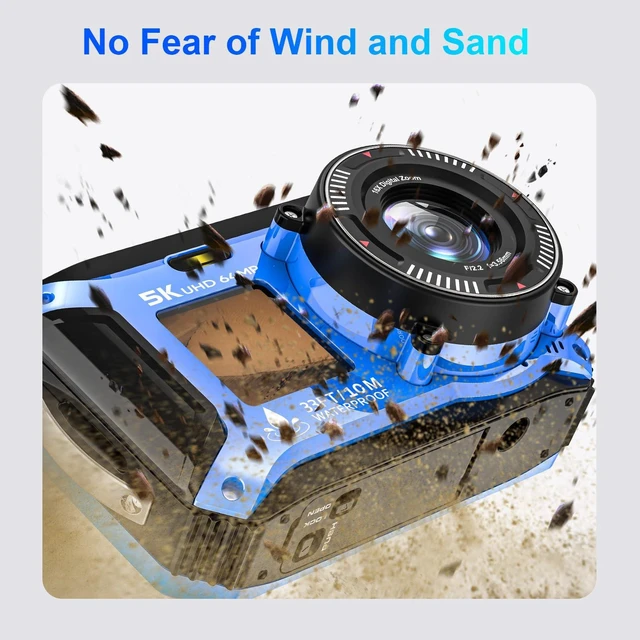 Alt view image 4 of 7 - 5K Underwater Camera, 33FT Waterproof Camera, 64MP Dual-Screen Autofocus Point-and-Shoot, Dustproof, Compact, Floatable, 32GB Card, 1500mAh Battery and Type-C for Snorkeling and Vacations