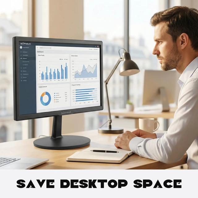Alt view image 3 of 7 - 15.4-inch Monitor 1200x800 Resolution PC Monitor with HDMI, VGA, 60Hz Refresh Rate, VESA Wall Mount Support, Ideal for Office and Home Use, Black