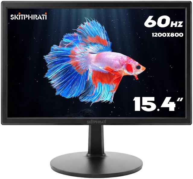 Main image of 15.4-inch Monitor 1200x800 Resolution PC Monitor with HDMI, VGA, 60Hz Refresh Rate, VESA Wall Mount Support, Ideal for Office and Home Use, Black
