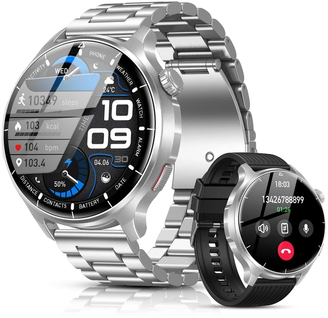 Main image of Smart Watch for Men, 1.52" HD 50+Days Fitness Tracker with 1000mAh Battery, 110+ Sports Modes, Mens Watches with Blood Pressure/Heart Rate/SpO2 Compatible with Android iOS