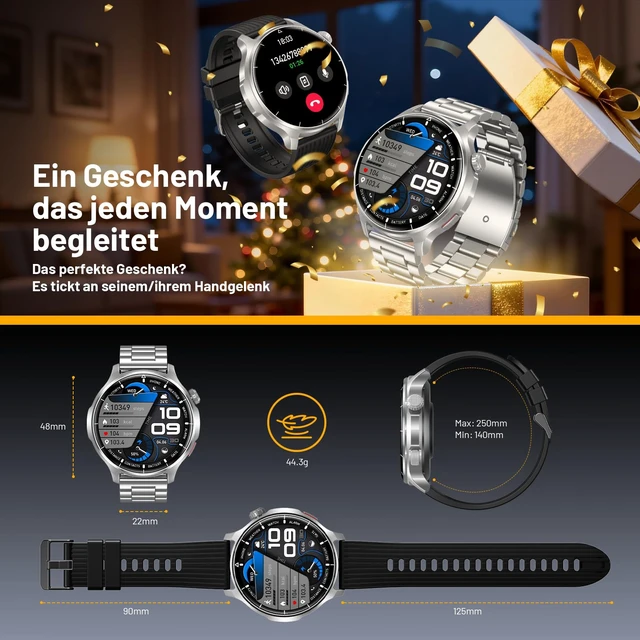 Alt view image 7 of 7 - Smart Watch for Men, 1.52" HD 50+Days Fitness Tracker with 1000mAh Battery, 110+ Sports Modes, Mens Watches with Blood Pressure/Heart Rate/SpO2 Compatible with Android iOS