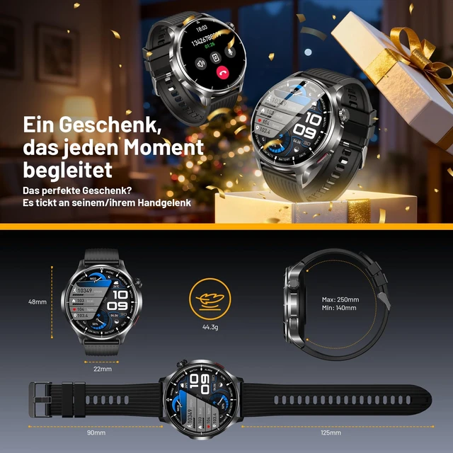 Alt view image 7 of 7 - Smart Watch for Men, 1.52" HD 50+Days Fitness Tracker with 1000mAh Battery, 110+ Sports Modes, Mens Watches with Blood Pressure/Heart Rate/SpO2 Compatible with Android iOS
