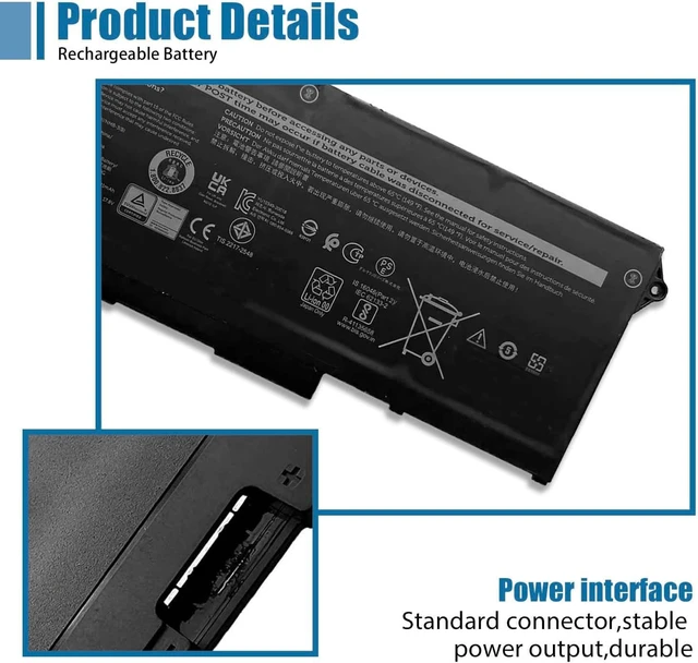 Alt view image 3 of 7 - RJ40G 63Wh Laptop Battery Replacement for Dell Latitude 15 5520 Latitude 14 5420 Precision 15 3560 Series Notebook WY9DX 01K2CF 075X16 0WK3F1 0M3KCN 15.2V 3941mAh