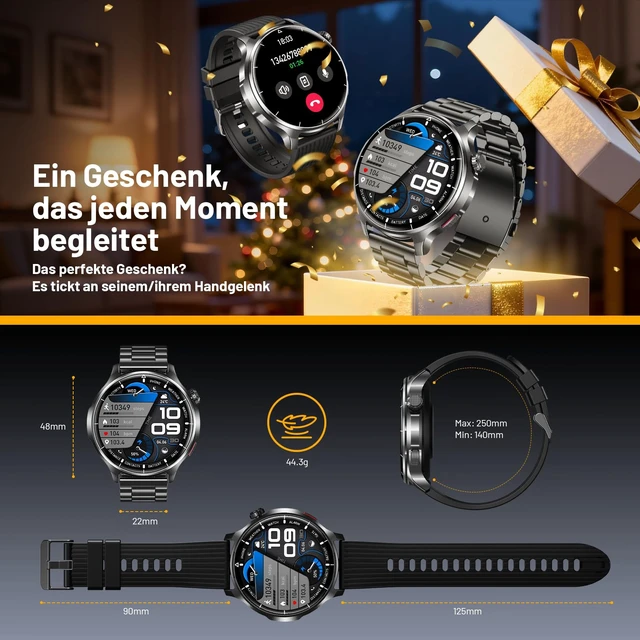 Alt view image 7 of 7 - Smart Watch for Men, 1.52" HD 50+Days Fitness Tracker with 1000mAh Battery, 110+ Sports Modes, Mens Watches with Blood Pressure/Heart Rate/SpO2 Compatible with Android iOS