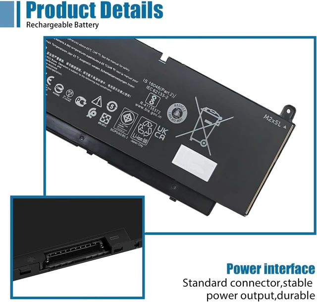 Alt view image 3 of 6 - PKWVM Laptop Battery Replacement for Dell Precision 7550 7750 7760 7560 Series C903V CR72X 0CR72X 0447VR 068N03 11.4V 7922mAh 95Wh