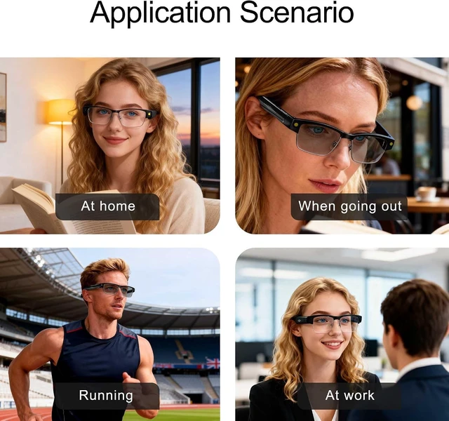 Alt view image 7 of 7 - Ai Smart Glasses with Camera and Bluetooth - 8MP HD Video Recording, Real-Time Translation, with Color-Changing Lenses for Travel, Sports, Outdoor Use