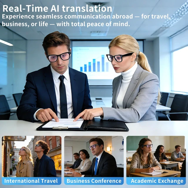 Alt view image 3 of 7 - Camera Glasses AI Smart Glasses with Camera and Bluetooth 1080p Video Glasses Outdoor Video Recording 4K HD Outdoor AI Glasses for Men Women Driving Travel Hiking