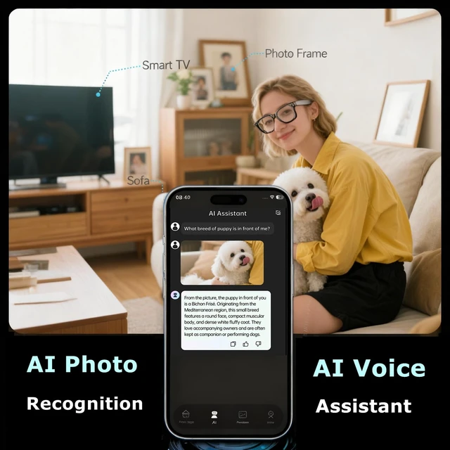 Alt view image 7 of 7 - Camera Glasses AI Smart Glasses with Camera and Bluetooth 1080p Video Glasses Outdoor Video Recording 4K HD Outdoor AI Glasses for Men Women Driving Travel Hiking