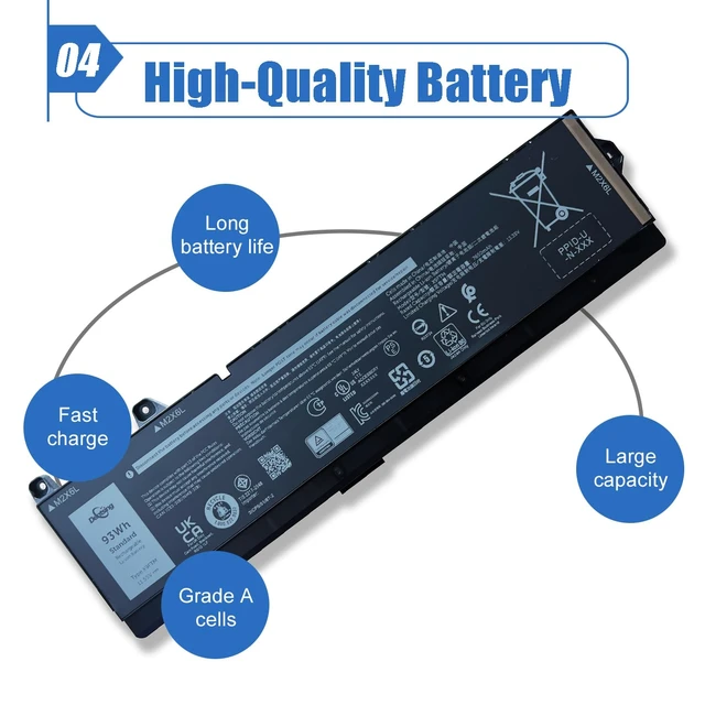 Alt view image 5 of 6 - X9FTM Laptop Battery 93Wh Compatible with Dell Precision 7770 7670 7680 7780 Series Notebook RCVVT 965V4 0965V4 5JMD8 05JMD8 11.55V 7650mAh