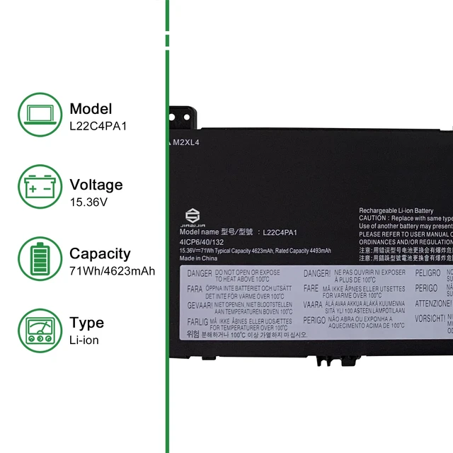 Alt view image 2 of 6 - L22C4PA1 Laptop Battery Replacement for Lenovo Yoga 7 14ARP8 14IRL8 16ARP8 Series SB11K38965 5B11K38968 SB11N45990 5B11N46035 L22M4PA1 L22D4PA1 15.36V 71Wh