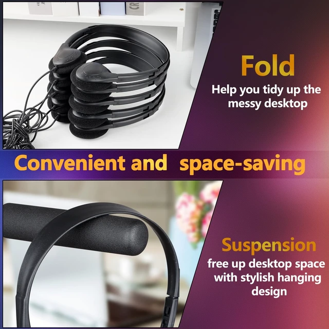 Alt view image 6 of 7 - USB C Headphones Bulk 25 Pack for Classroom School Kids Wired Kids Headphones Class Set for Students Testing Compatible with Pad Smartphones Black