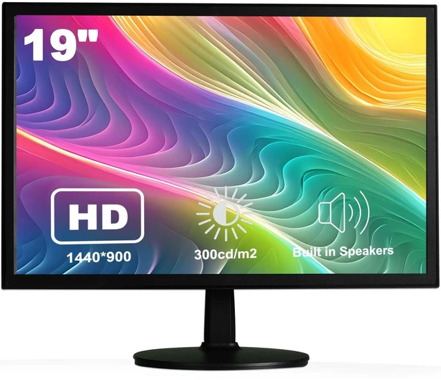 Main image of 19" 1440x900 PC Monitor Office Monitor HDMI VGA LED Desktop Display Dual Speakers,60Hz,5ms,VESA Mounting,Wide Viewing Angle 170°,Brightness 300cd/m²,Tilt Adjust,Business Computer Screen