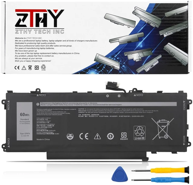 Main image of GT6TK Laptop Battery Replacement for Dell Latitude 9440 2-in-1 9450 2-in-1 P166G P166G001 P166G002 K2CPY 0K2CPY MWK05 0MWK05 Battery 11.55V 5065mAh 60Wh 3-Cell