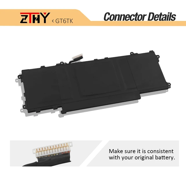 Alt view image 4 of 7 - GT6TK Laptop Battery Replacement for Dell Latitude 9440 2-in-1 9450 2-in-1 P166G P166G001 P166G002 K2CPY 0K2CPY MWK05 0MWK05 Battery 11.55V 5065mAh 60Wh 3-Cell