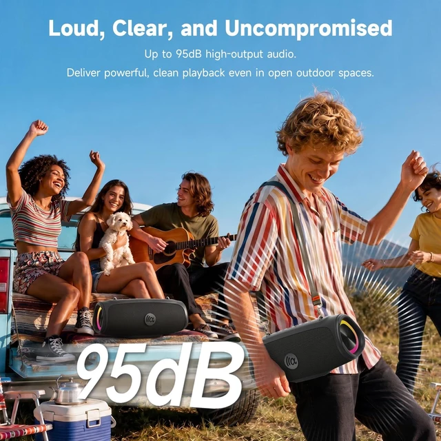 Alt view image 4 of 7 - Bluetooth Speaker Wireless, 90W Peak Loud Boombox Outdoor Speakers IPX7 Waterproof, Bass Boost, BT5.3, Broadcast Pairing, 95dB Large Subwoofer, 20H/3.5mm AUX, Portable Speaker for Party, Beach