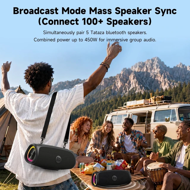 Alt view image 5 of 7 - Bluetooth Speaker Wireless, 90W Peak Loud Boombox Outdoor Speakers IPX7 Waterproof, Bass Boost, BT5.3, Broadcast Pairing, 95dB Large Subwoofer, 20H/3.5mm AUX, Portable Speaker for Party, Beach