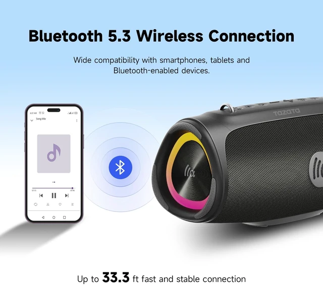 Alt view image 6 of 7 - Bluetooth Speaker Wireless, 90W Peak Loud Boombox Outdoor Speakers IPX7 Waterproof, Bass Boost, BT5.3, Broadcast Pairing, 95dB Large Subwoofer, 20H/3.5mm AUX, Portable Speaker for Party, Beach