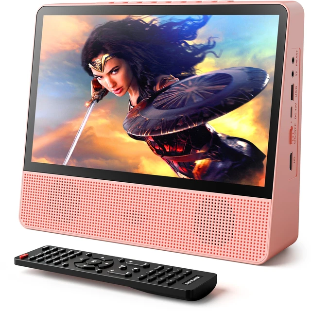 Main image of 11.8" Portable DVD Player, 10.1" 1024x600, Bluetooth, HDMI, 4000mAh Bluetooth 5.3 TX & RX, family car travel home, 4H playback, USB/AUX, plays DVD/CD, foldable stand, resume playback