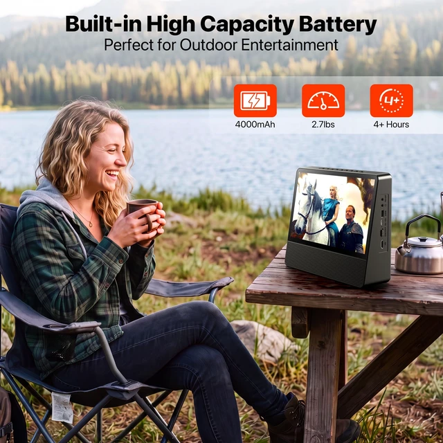 Alt view image 5 of 7 - 11.8" Portable DVD Player, 10.1" 1024x600, Bluetooth, HDMI, 4000mAh Bluetooth 5.3 TX & RX, family car travel home, 4H playback, USB/AUX, plays DVD/CD, foldable stand, resume playback