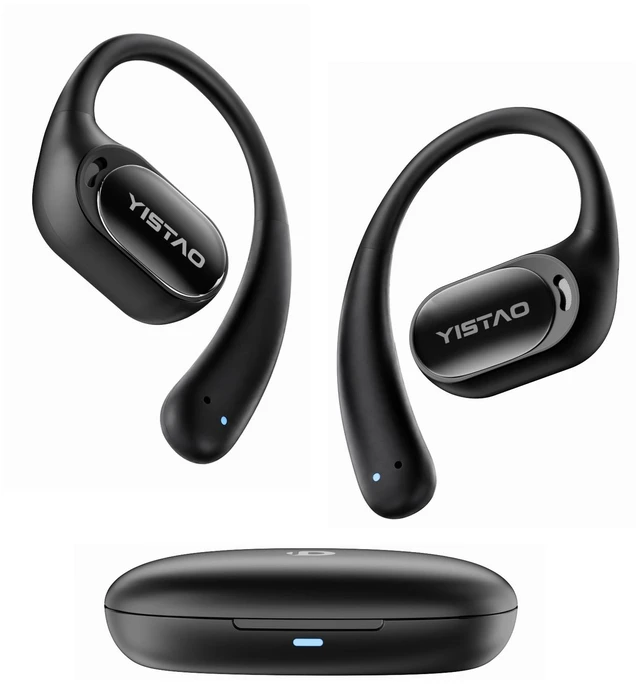 Main image of Open Ear Headphones with 35 Hours Playtime, True Wireless Air Conduction Earbuds Featuring Ear Hooks, Bluetooth 5.3, IPX6 Waterproof Design, Comfortable and Secure Fit for Sports - Black