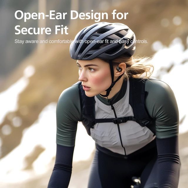 Alt view image 7 of 7 - Open Ear Headphones with 35 Hours Playtime, True Wireless Air Conduction Earbuds Featuring Ear Hooks, Bluetooth 5.3, IPX6 Waterproof Design, Comfortable and Secure Fit for Sports - Black