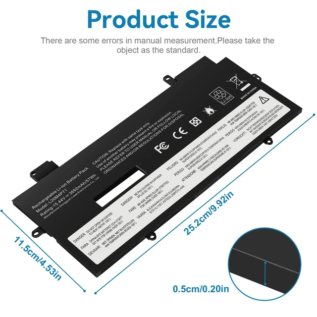 Alt view image 3 of 7 - L20M4P71 SB10T83216 Laptop Battery Replacement for Lenovo ThinkPad X1 Carbon 9th 10th 11th Gen X1 Yoga 6th 7th 8th Gen Series L20C4P71 SB10T83217 L20D4P71 L20L4P71 L20C4P71