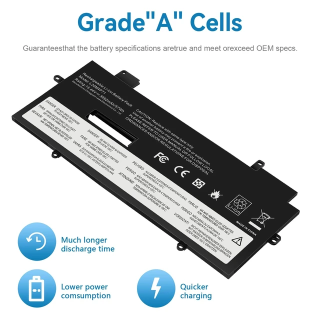 Alt view image 5 of 7 - L20M4P71 SB10T83216 Laptop Battery Replacement for Lenovo ThinkPad X1 Carbon 9th 10th 11th Gen X1 Yoga 6th 7th 8th Gen Series L20C4P71 SB10T83217 L20D4P71 L20L4P71 L20C4P71