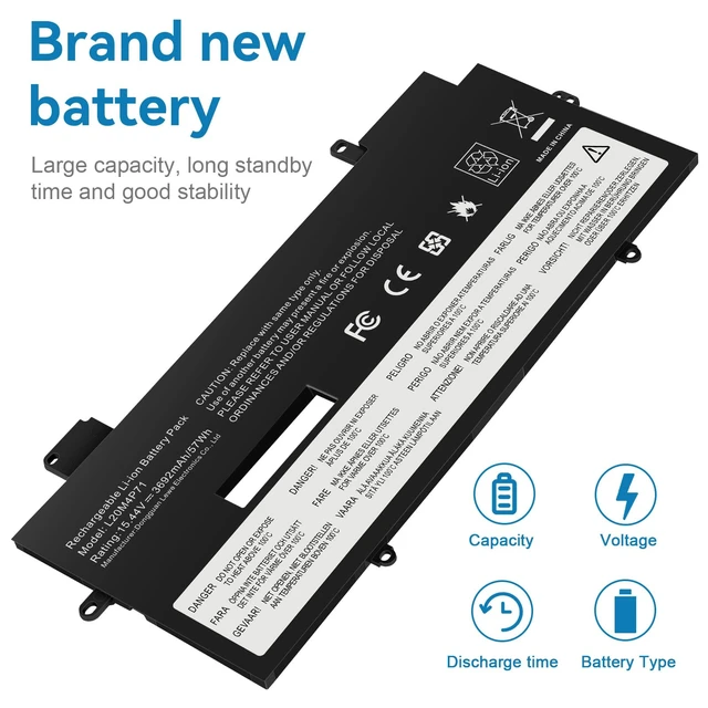 Alt view image 6 of 7 - L20M4P71 SB10T83216 Laptop Battery Replacement for Lenovo ThinkPad X1 Carbon 9th 10th 11th Gen X1 Yoga 6th 7th 8th Gen Series L20C4P71 SB10T83217 L20D4P71 L20L4P71 L20C4P71
