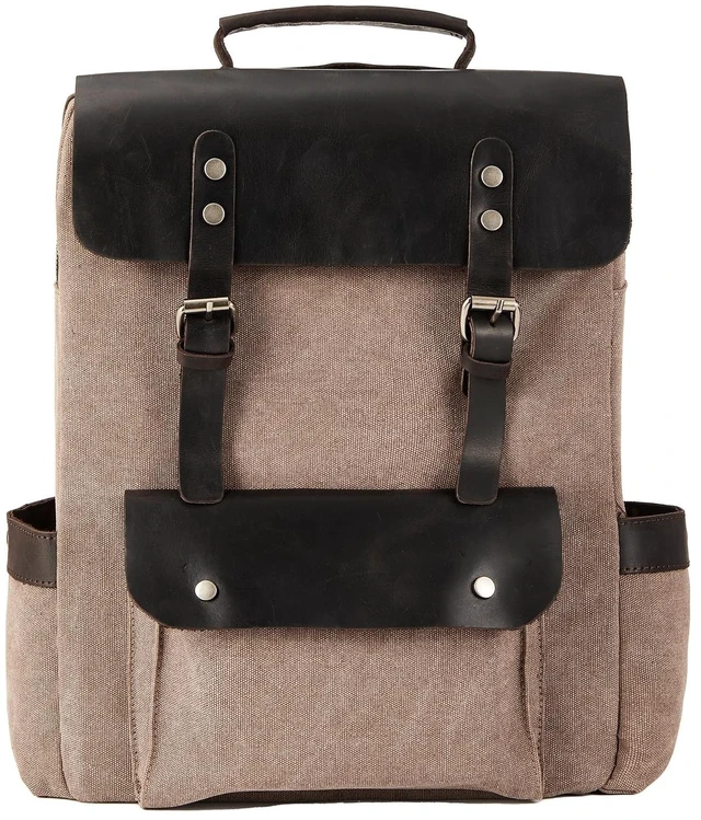 Main image of Vintage Canvas Rucksack Backpack Vintage Canvas Backpack with Leather Trim, Fits Laptop and Essentials for Travel and Daily Carry, a Classic Gift