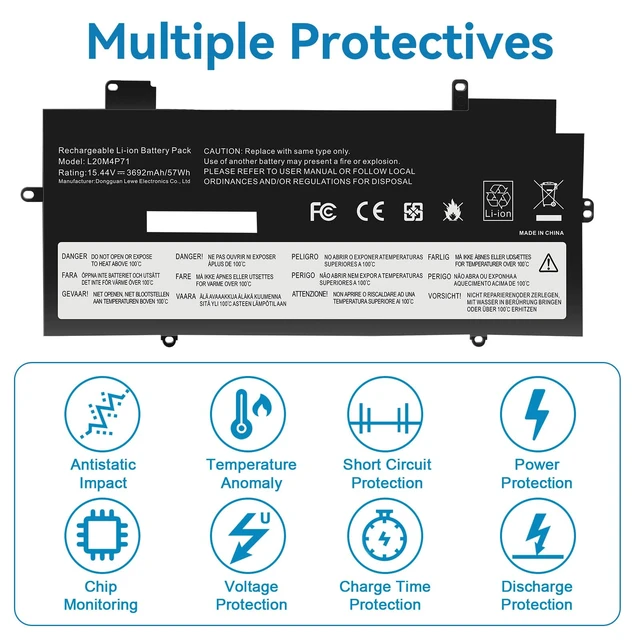 Alt view image 7 of 7 - L20M4P71 SB10T83216 Laptop Battery Replacement for Lenovo ThinkPad X1 Carbon 9th 10th 11th Gen X1 Yoga 6th 7th 8th Gen Series L20C4P71 SB10T83217 L20D4P71 L20L4P71 L20C4P71