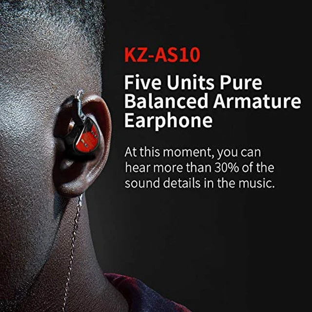Alt view image 4 of 7 - KZ AS10 Pure 5 Balanced Armature 5BA Earphone, Musician in Ear Monitor Headphone High Fidelity HiFi Headset (with Microphone, Green)
