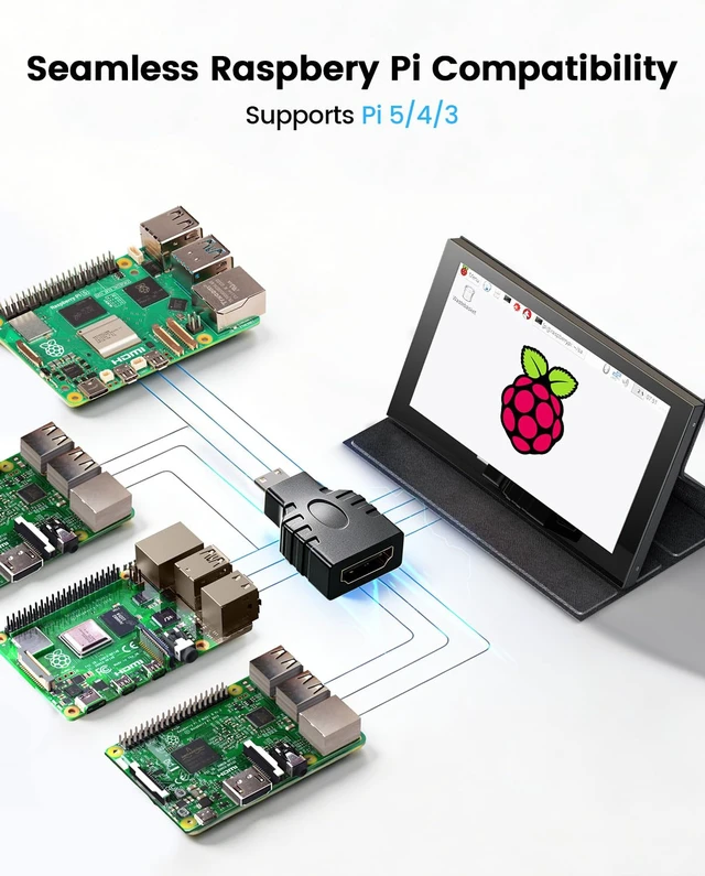 Alt view image 3 of 7 - 7" Portable Monitor for Raspberry Pi, IPS Touch Screen with Case 1024x600 Display, 5-Point Touch, Built-In Speakers, HDMI Input, Works with Windows & Linux