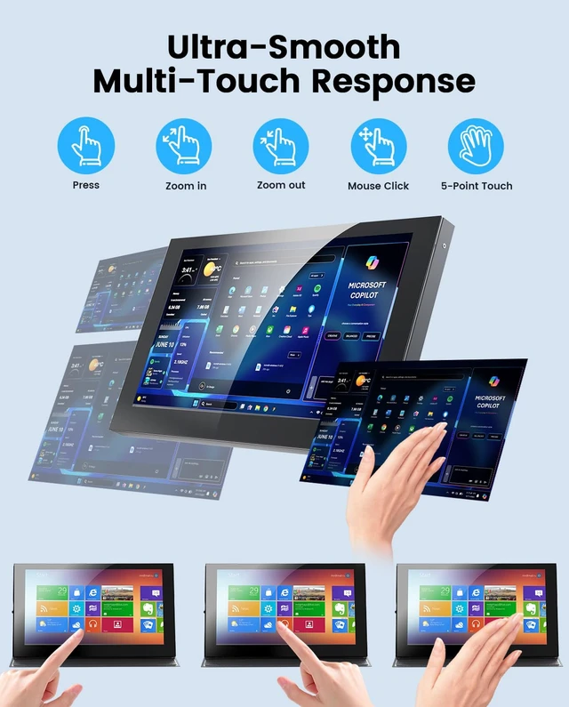 Alt view image 6 of 7 - 7" Portable Monitor for Raspberry Pi, IPS Touch Screen with Case 1024x600 Display, 5-Point Touch, Built-In Speakers, HDMI Input, Works with Windows & Linux