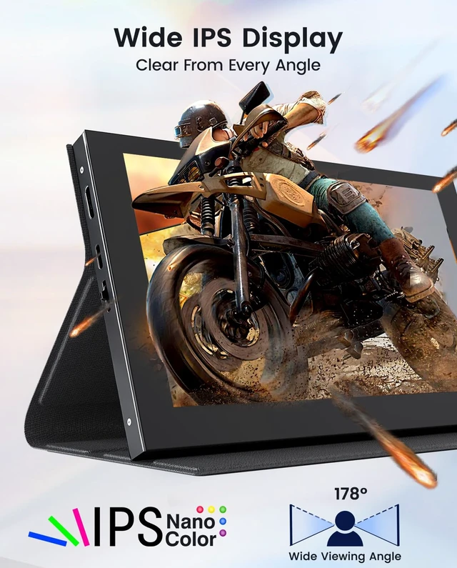 Alt view image 5 of 7 - 7" Portable Monitor for Raspberry Pi, IPS Touch Screen with Case 1024x600 Display, 5-Point Touch, Built-In Speakers, HDMI Input, Works with Windows & Linux