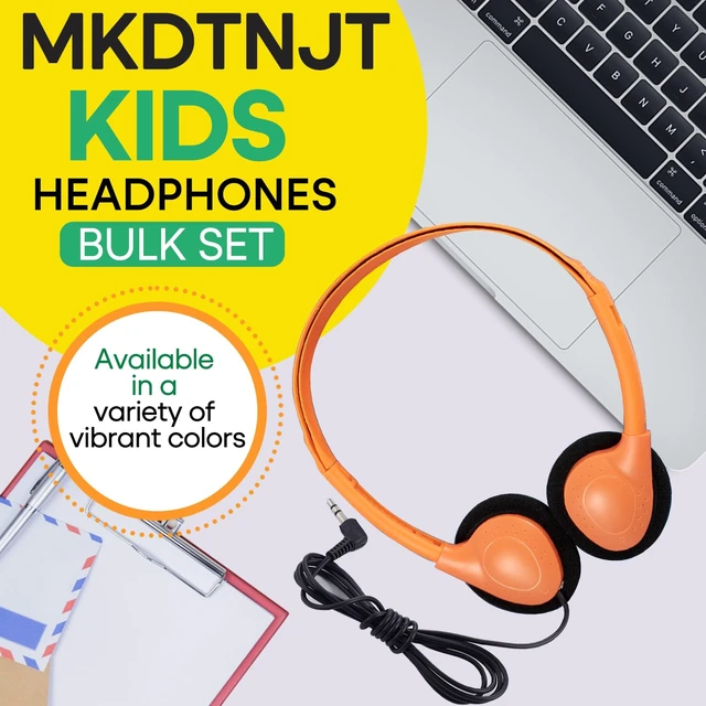 Alt view image 2 of 7 - Bulk Earbuds Headphones 50 Pack for Kids School Classroom,Wholeslae Wired Adjustable On Ear Earphones Class Set for Students Children Toddler Teens Boys Girls and Adult (HTC002,Multi Color)