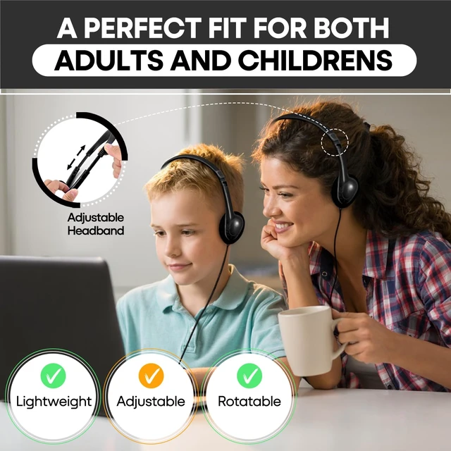 Alt view image 5 of 7 - Bulk Earbuds Headphones 50 Pack for Kids School Classroom,Wholeslae Wired Adjustable On Ear Earphones Class Set for Students Children Toddler Teens Boys Girls and Adult (HTC002,Black)