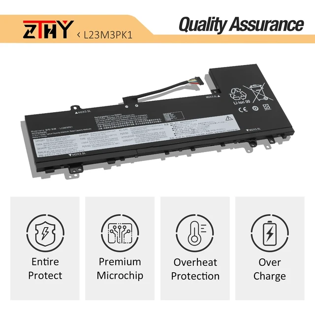Alt view image 3 of 7 - L23N3PK1 L23B3PK1 Laptop Battery for Lenovo IdeaPad Slim 5-14IMH9 5-14AHP9 IdeaPad Slim 5-14IRU9 5-14Q8X9 5-15IRU9 5-15IRH9 5-15IRH9R 5-16IMH9 5-16AHP9 5-16IRU9 Battery L23M3PK1 L23D3PK1 L23X3PK1 57Wh