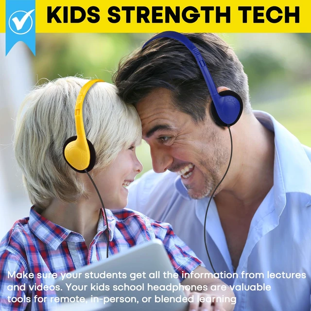 Alt view image 6 of 7 - Bulk Earbuds Headphones 50 Pack for Kids School Classroom,Wholeslae Wired Adjustable On Ear Earphones Class Set for Students Children Toddler Teens Boys Girls and Adult (HTC002,Multi Color)