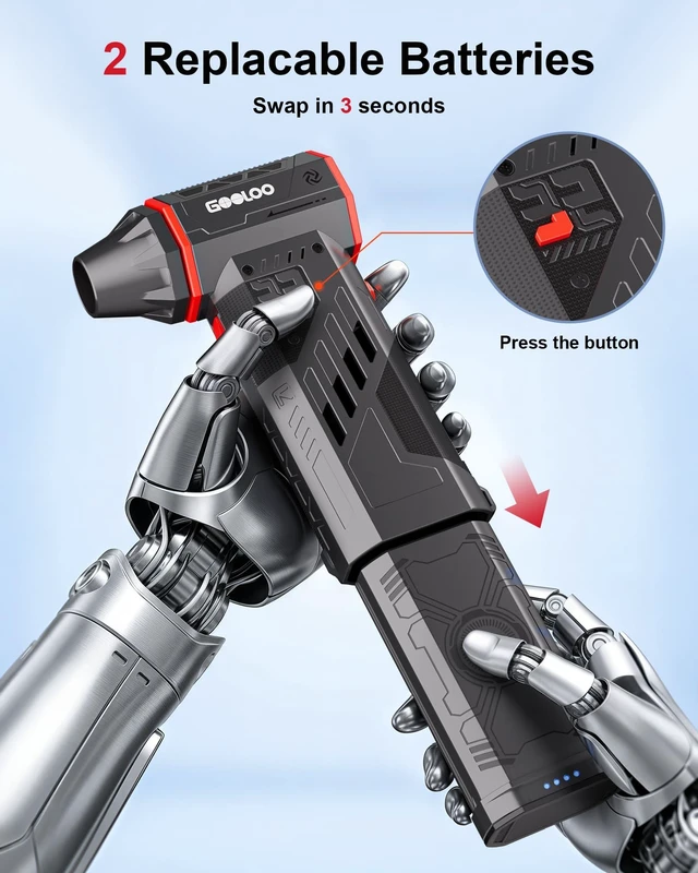 Alt view image 2 of 7 - F5 Compressed Air Duster, 2 Swappable and Removable Batteries 180,000RPM Brushless Motor Electric Air Duster, 3-Gear Adjustable Hand Held Blower with 4 Nozzles for PC, Car, Home Camping
