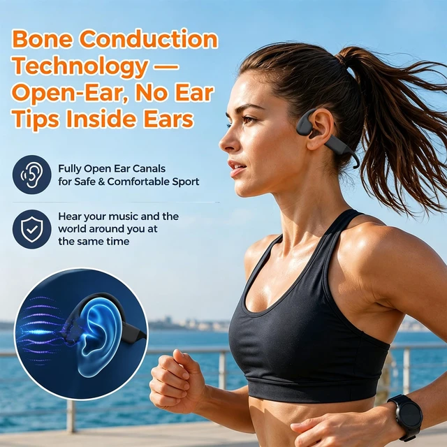Alt view image 7 of 7 - Swimming Headphones Underwater, Open Ear Lap Swimming Earbuds Bluetooth6.0 IP68 Bone Conduction, 32GB MP3, Stay Aware of Surrounding Risks, Soft&Comfortable, 24g UltraLightweight, Pool Lap Swimming