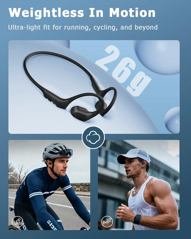 Alt view image 5 of 6 - Bone Conduction Headphones - Swimming Headphones with MP3 Built-in 32GB Storage, IPX8 Waterproof for Underwater Use, Bluetooth 6.0 Sport Open Ear Bone & Air Conduction Earbuds (Sunset Orange)